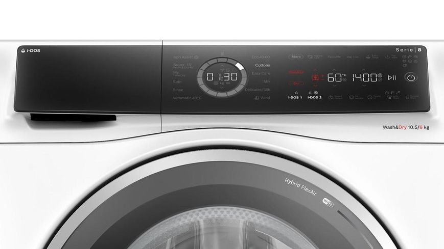 Bosch Пральна машина фронтальна, 10.5(6)кг, 1400, А, 60см, дисплей, i-Dos, інвертор, пар, білий RC_WNC254A0ME фото