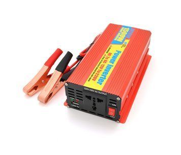 Інвертор напруги ERYUAN EY-1500 (900Вт), 12/220V, approximated, 1 універсальна розетка + USB, клем + крокодили U_28589 фото