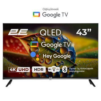 2E Телевизор 43" QLED 4K 60Hz Smart Google TV Black RC_2E-43A77Q фото