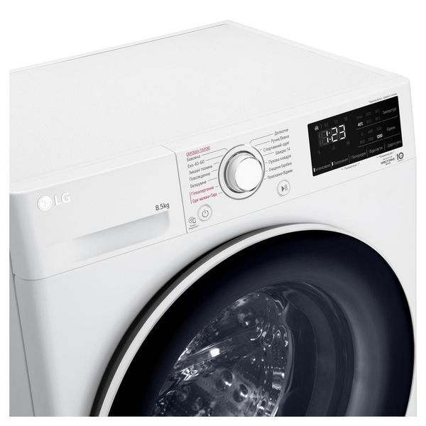 Пральна машина LG фронтальна, 8.5кг, 1200, A+++, 48см, дисплей, пара, інвертор, білий RC_F2V3GS0WW фото