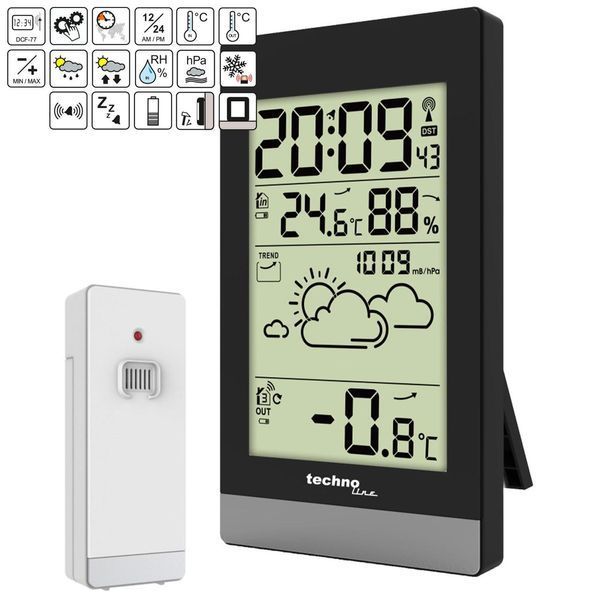 Метеостанція Technoline WS9132 Black (WS9132) (без акумулятора та зарядного пристрою) DS_DAS301788 фото
