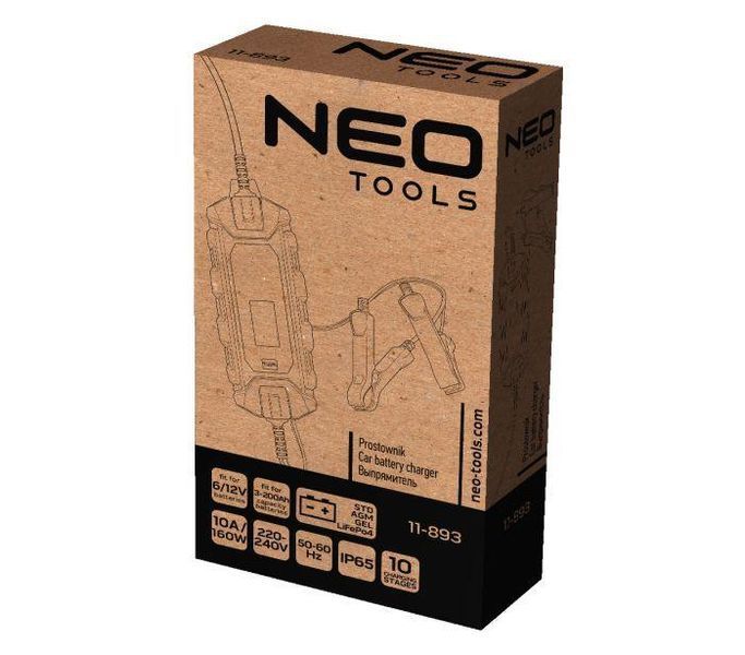 Зарядное устройство для Neo Tools, 10А/160Вт, 3-200Аг, для STD/AGM/GEL/LiFePO4 аккумуляторов RC_11-893 фото