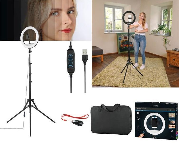 Штатив зі світлодіодним кільцем SpotLight Steady 120 V2 BT Black HAMA RC_00004659 фото