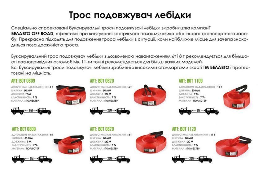 Трос BELAUTO 8т, 20м LI_BOT0820 фото
