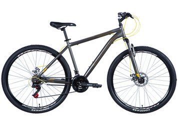 Велосипед сталь 29 Discovery RIDER AM DD рама-19" темно-сріблястий з жовтим (матовий) 2024 VT_OPS-DIS-29-175 фото