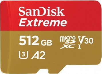 Карта пам'яті SanDisk microSD 512GB C10 UHS-I U3 R190/W130MB/s Extreme V30 + SD RC_SDSQXAV-512G-GN6MA фото
