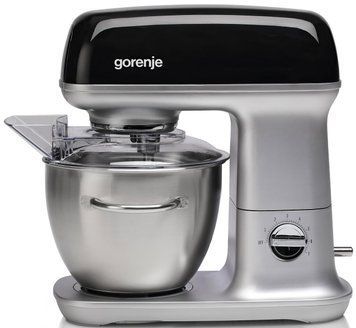 Кухонна машина Gorenje 1000Вт, чаша-метал, корпус-метал, насадок-4, сріблясто-чорний RC_MMC1000RLBK фото
