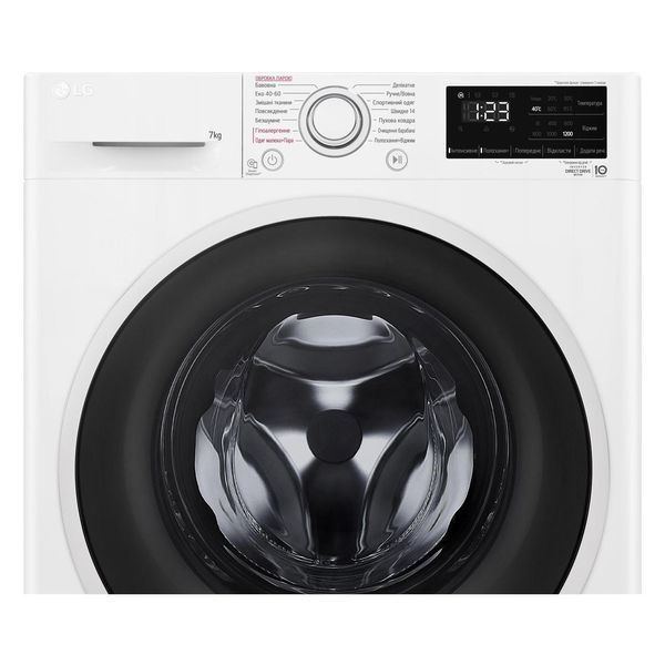 Пральна машина LG фронтальна, 7кг, 1200, A+++, 48см, дисплей, пара, інвертор, білий RC_F2V3HS7WW фото