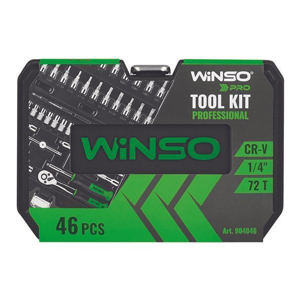 Професійний набір інструментів в кейсі Winso Pro 1/4" 72 T, CR-V, 46од. LI_904046 фото