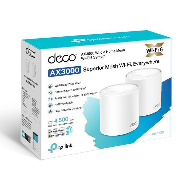 Система WiFi-Mesh TP-LINK Deco X50 AX3000, 3xGE LANWAN, 2мод RC_DECO-X50-2-PACK фото