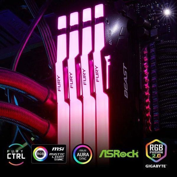 Память ПК Kingston DDR5 16GB 5600 FURY Beast RGB RC_KF556C36BBEA-16 фото