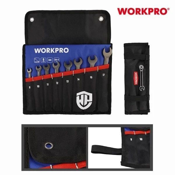 Набір ключів храпових гнучких WORKPRO (8 шт.) 9-17 мм CR-V PRO PLUS WP202521 DC_408887 фото