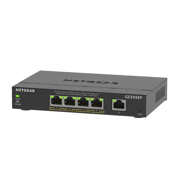 Коммутатор NETGEAR GS305EP 5xGE (4xPoE), 63Вт, WebSmart RC_GS305EP-100PES фото