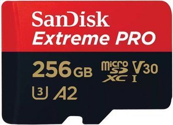 Карта пам'яті SanDisk microSD 256GB C10 UHS-I U3 R200/W140MB/s Extreme Pro V30 + SD RC_SDSQXCD-256G-GN6MA фото