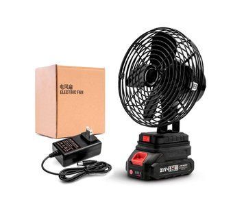 Вентилятор 6", з Li-Ion акумулятором 21V + перехідник, Black, Box 185х185 мм, 1,10 кг U_36350 фото