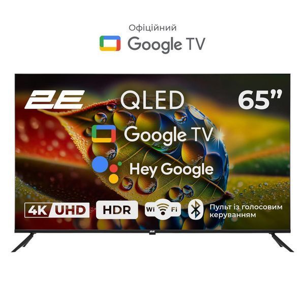 2E Телевизор 65" QLED 4K 60Hz Smart Google TV Black RC_2E-65A77Q фото