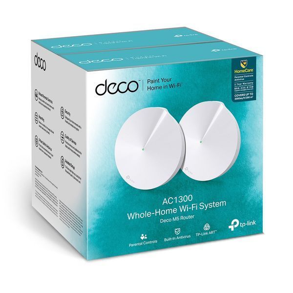 Система WiFi-Mesh TP-LINK Deco M5 AC1300, 1xGE LAN, 1xGE WAN, 2мод RC_DECO-M5-2-PACK фото
