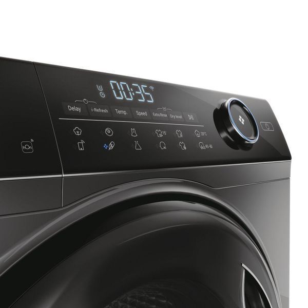 Пральна машина Haier фронтальна, 8(5)кг, 1400, A, 46см, дисплей, пара, інвертор, люк чорний, RC_HWD80-B14959S8U1 фото