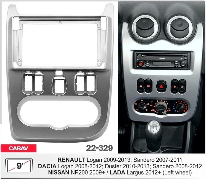 Переходная рамка Renault, Dacia Duster, Sandero, Logan Carav 22-329 AV_22-329 фото