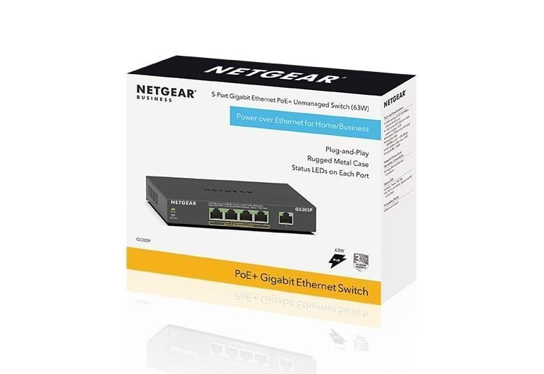 Комутатор GS305Pv2 4xGE PoE+ (63Вт), 1xGE, некерований NETGEAR RC_GS305P-300EUS фото