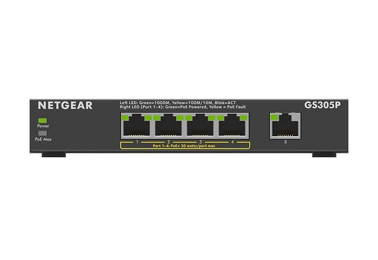 Комутатор GS305Pv2 4xGE PoE+ (63Вт), 1xGE, некерований NETGEAR RC_GS305P-300EUS фото
