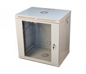 Шафа телекомунікаційна 19" VAGO 12U, тип - настінна, двері - акрил, колір - сірий, розмір - 640х600х600 мм U_27958 фото