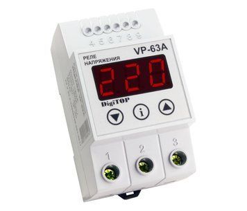 Захисна реле напруги однофазна VP-63A на DIN-рейку, 63А, 13500Вт, 120-270В U_35353 фото