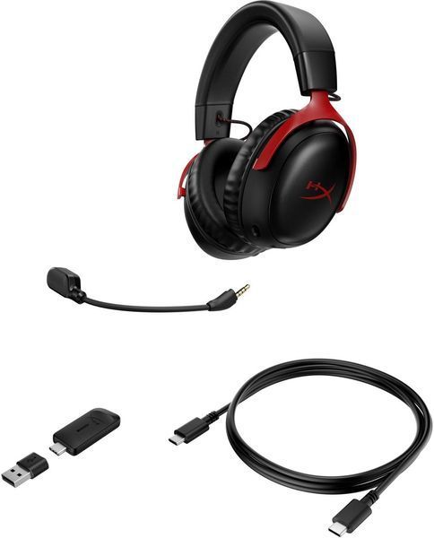 Гарнітура ігрова HyperX Cloud III, WL/USB-A/USB-C, чорно-червоний RC_77Z46AA фото