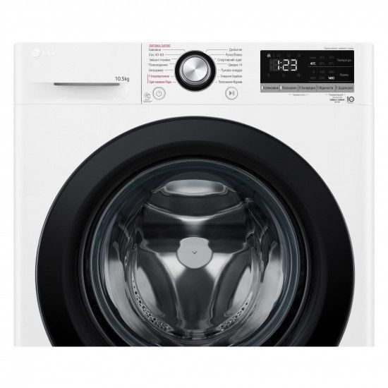 Пральна машина LG фронтальна, 10,5 кг, 1400, A+++, 57см, дисплей, пара, інвертор, білий RC_F4V3RS6WW фото
