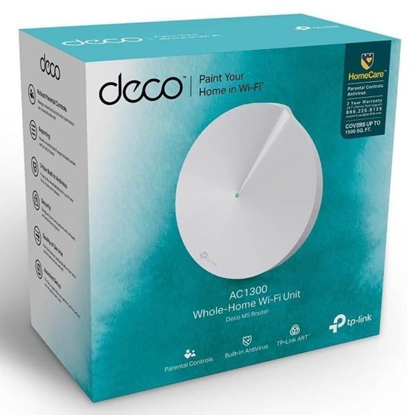 Система WiFi-Mesh TP-LINK Deco M5 AC1300, 1xGE LAN, 1xGE WAN, 1мод RC_DECO-M5-1-PACK фото