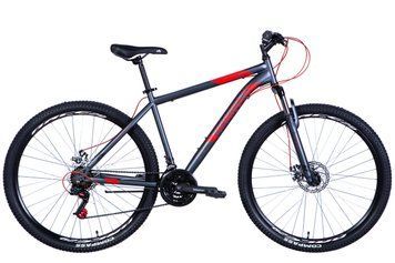 Велосипед сталь 29 Discovery RIDER AM DD рама-19" темно-сріблястий з червоним (матовий) 2024 VT_OPS-DIS-29-178 фото