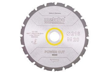 Диск пильний POWER CUT WOOD - PROFESSIONAL, 216х2.4х30мм, 1.8мм, 20 зубців Metabo RC_628230000 фото