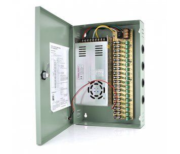 Импульсный блок питания 12V-30A/18CH в боксе с замком перфорированный, 18-ти канальный U_13934 фото