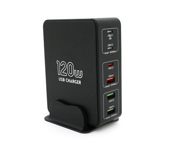 Зарядна станція Voltronic V-818H потужністю 120 Вт, Output: 3USB+3Type-C, DC: 5V/3, 9V/3A, 12V/3A, 20V/3.25A, колір - чорний U_31246 фото
