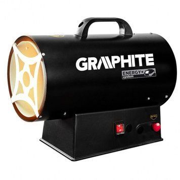 Тепловая пушка газовая GRAPHITE, аккумуляторная 18В, 15кВт, 120м кв., 320м куб./ч, черный, IP24 RC_58GE100 фото