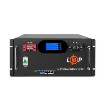 Акумулятор LP LiFePO4 51,2V - 120 Ah 6000Wh (Smart BMS 100A) с LCD RM AB RS485/CAN LP_30385 фото