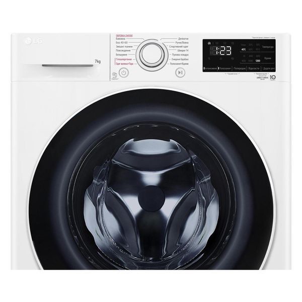 Пральна машина LG фронтальна, 7кг, 1200, A+++, 48см, дисплей, пара, інвертор, білий RC_F2V3HS0WW фото