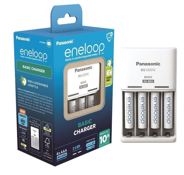 Зарядное устройство Basic Charger New + Eneloop 4AAA 800 mAh NI-MH Panasonic RC_K-KJ51MCD04E фото