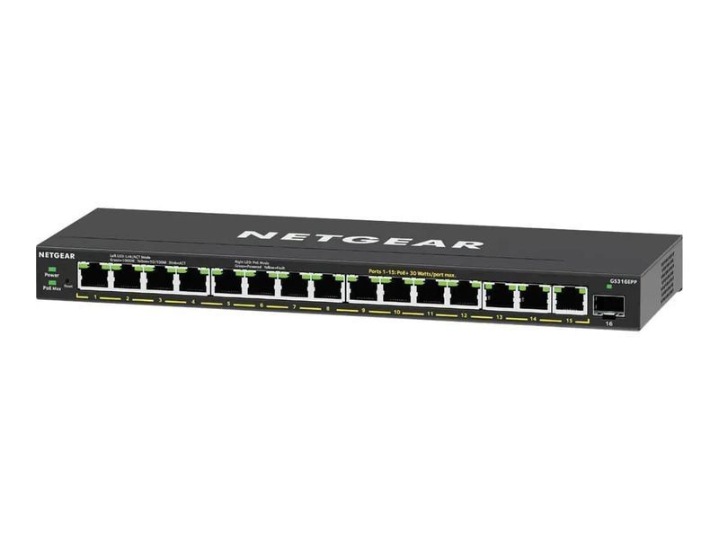 Коммутатор NETGEAR GS316EPP 15xGE PoE, 1xSFP, 231Вт, WebSmart RC_GS316EPP-100PES фото