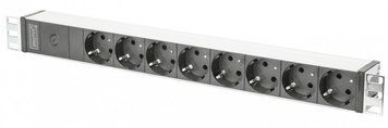 Блок розеток Digitus 1U, 8xSchuko, 10A, 250V, предохранитель, вилка C14 RC_DN-95410 фото