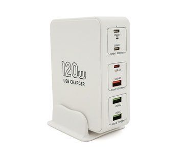 Зарядная станция Voltronic V-818H мощностью 120 Вт, Output: 3USB+3Type-C, DC:5V/3, 9V/3A,12V/3A, 20V/3.25A, U_31247 фото
