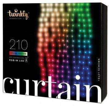 Гірлянда Smart LED Twinkly Curtain RGBW 210, Gen II, IP44, 1.45 х 2.1м, прозорий кабель RC_TWW210SPP-TEU фото
