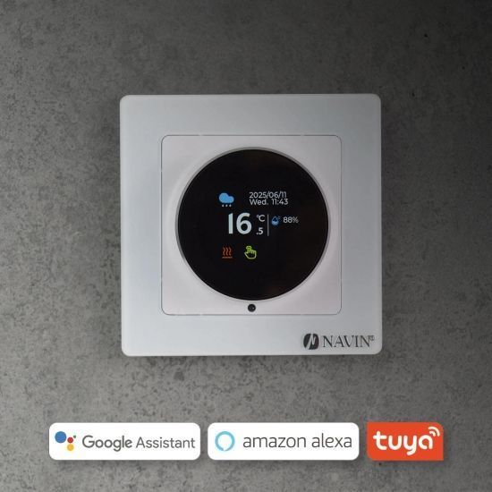 Терморегулятор Navin EH20R-16A 5...35 &deg;C для теплої підлоги електронний Wi-Fi Tuya, Smart Life вбудований дротовий датчик 16A 230В білий RC_24-160075-0331 фото
