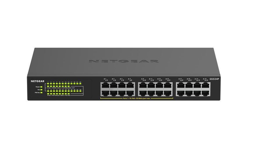 Комутатор NETGEAR GS324P 24xGE (16xPoE), 190Вт, Некерований RC_GS324P-100EUS фото