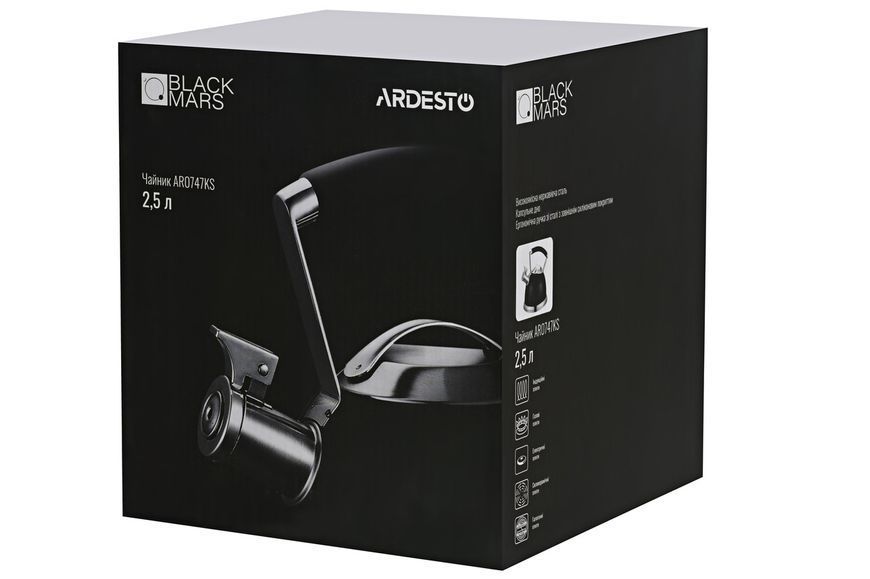 Чайник Ardesto AR0747KS Black Mars, 2,5 л, чорний, нержавіюча сталь RC_AR0747KS фото