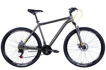 Велосипед сталь 29 Discovery RIDER AM DD frame-21 темно-сріблястий з жовтим (матовий) 2024 VT_OPS-DIS-29-180 фото