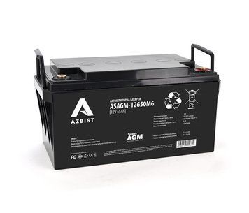 Акумулятор AZBIST Super AGM ASAGM 12650M6 12V 65Ah (348х168х178) U_2287 фото