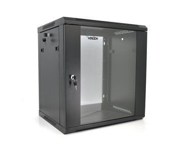 Шафа Merlion 15U, 600х450х768 мм, скло - загартоване, колір чорний, матеріал - сталь 1,2 мм, із замком, У РОЗІБРАНОМУ ВИГЛЯДІ U_23532 фото