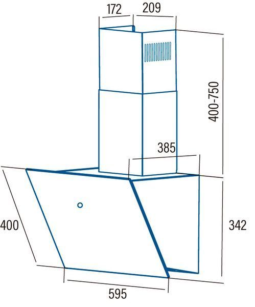 Cata Витяжка похила, 60см, 832м3ч, LENA 600 XGBK, чорний RC_02032205 фото