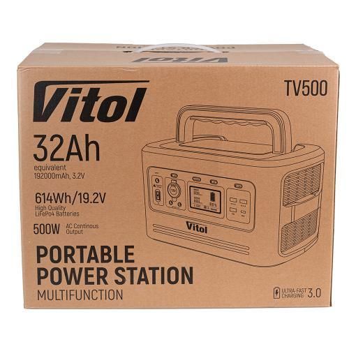 Портативне джерело живлення Vitol TV500, 220В/500Вт/LiFePo4 614Вт/год, чистий синус (TV500) OL_00000054210 фото